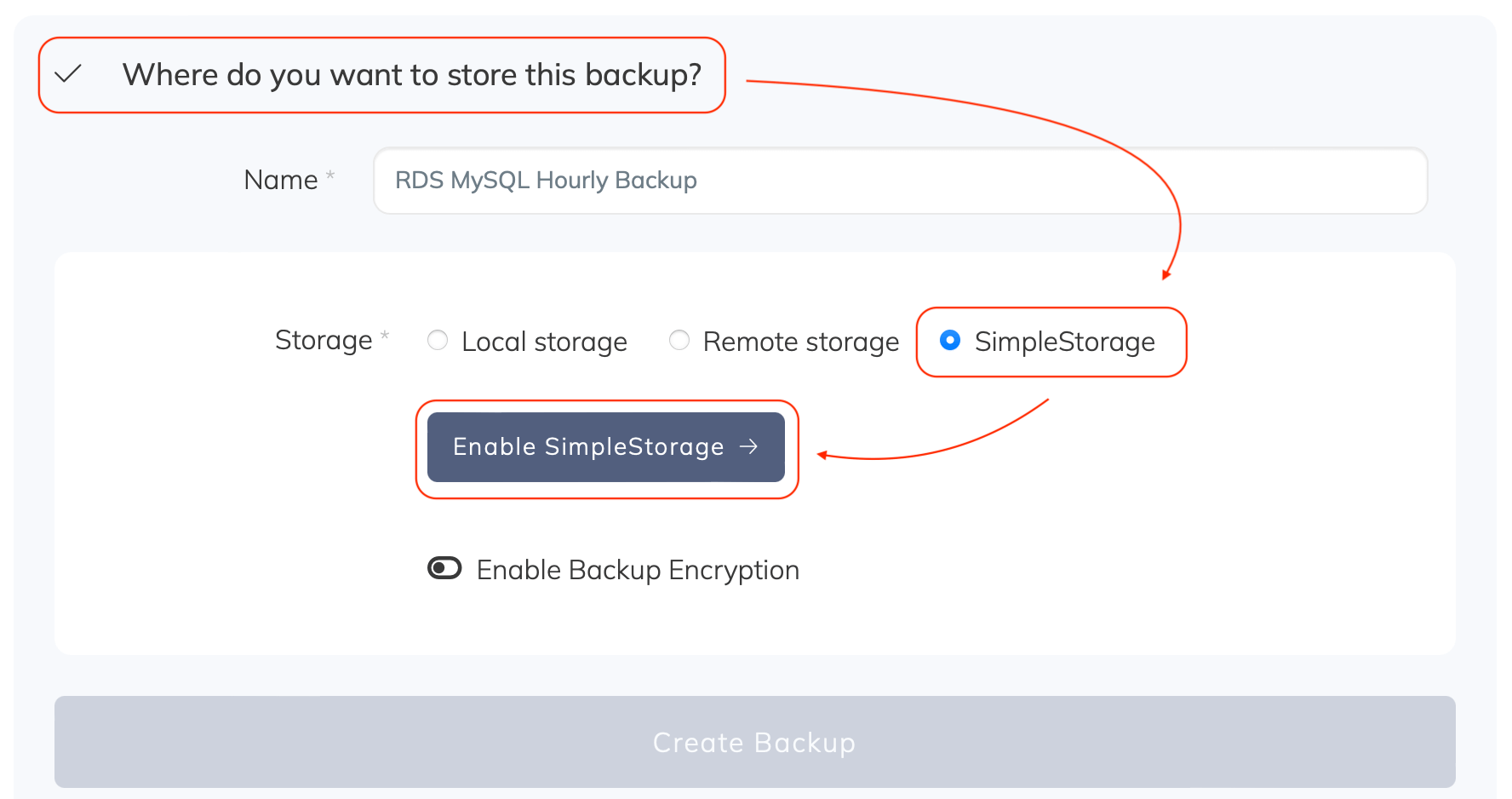 Storage list with newly created SimpleStorage storage