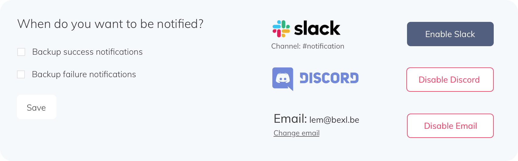 SimpleBackups slack and discord notifications for backup